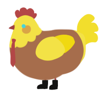 Spongebob, a brown and yellow chicken with a head pattern