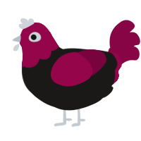 A sable and maroon chicken with a head pattern