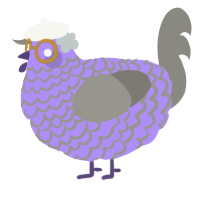 A lilac and ash chicken with a lace pattern