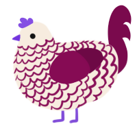 A cream and wine chicken with a lace pattern