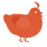 A vermilion chicken with a lace pattern