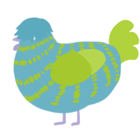 Slushy, a russet and indigo chicken with a bar pattern