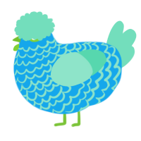 A sky and mint chicken with a lace pattern