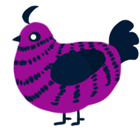 Euclid, a plum and tumblr chicken with a bar pattern