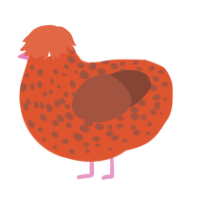 A vermilion and russet chicken with a speckle pattern