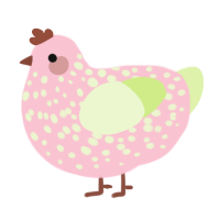 A rose and apple chicken with a speckle pattern