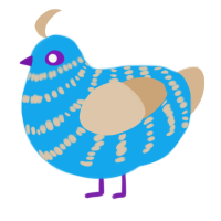 A sky and beige chicken with a bar pattern
