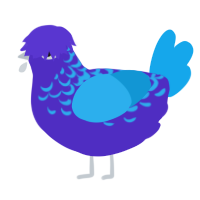A indigo and sky chicken with a half-lace pattern