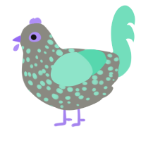 A ash and mint chicken with a speckle pattern