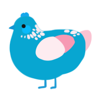 A cerulean and rose chicken with a neck-speckle pattern