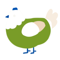 Hiyori, a chartreuse and cream chicken with a head pattern