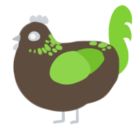 radioactive turd, a bark and grass chicken with a neck-speckle pattern