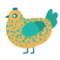 A honey and turquoise chicken with a speckle pattern