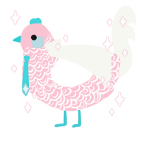 A rose and white chicken with a double-lace pattern