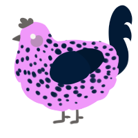 A lavender and tumblr chicken with a speckle pattern
