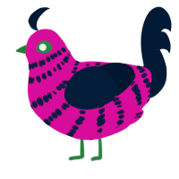 A fuchsia and tumblr chicken with a bar pattern