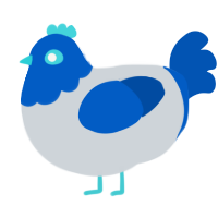 A mist and ultramarine chicken with a head pattern