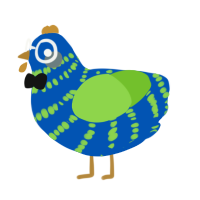 Bluegrass, a ultramarine and grass chicken with a bar pattern