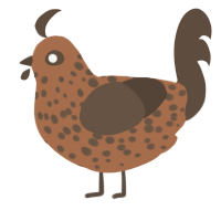 A brown and bark chicken with a speckle pattern