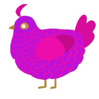 A amethyst and fuchsia chicken with a lace pattern