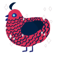 A crimson and tumblr chicken with a lace pattern