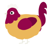 A honey and maroon chicken with a head pattern