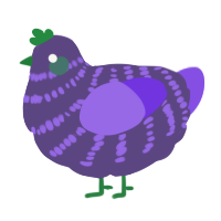 A overcast and blurple chicken with a bar pattern