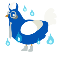 Sky Blue, a ultramarine and white chicken