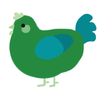 A viridian and teal chicken