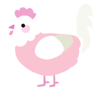 A rose and white chicken with a head pattern