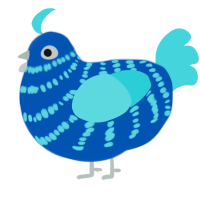 A ultramarine and aqua chicken with a bar pattern