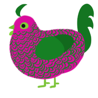 A fuchsia and leaf chicken with a double-lace pattern