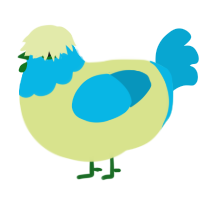 A lemon and cerulean chicken with a head pattern