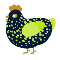 Achilles, a tumblr and lime chicken with a speckle pattern