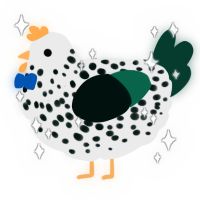 A black and rose chicken with a speckle pattern