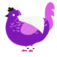 A violet and orchid chicken with a half-lace pattern