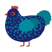 Blueberry Hill, a navy and sea chicken with a speckle pattern