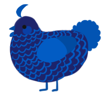 A navy and ultramarine chicken with a lace pattern