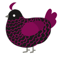 A sable and wine chicken with a lace pattern
