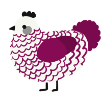 A white and wine chicken with a lace pattern