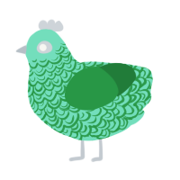 A mint and viridian chicken with a double-lace pattern