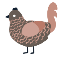dried turd, a bark and vermilion chicken with a lace pattern