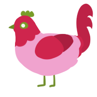 Strawberries, a pink and crimson chicken with a head pattern