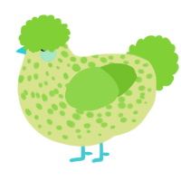 A lemon and grass chicken with a speckle pattern