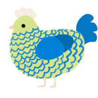 A lemon and sapphire chicken with a lace pattern