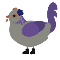 Leila, a ash and overcast chicken with a neck-speckle pattern