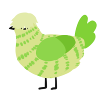A lemon and grass chicken with a bar pattern