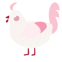 A white and rose chicken with a lace pattern