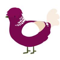 A wine and cream chicken with a neck-band pattern