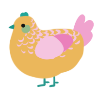 A honey and pink chicken with a half-lace pattern